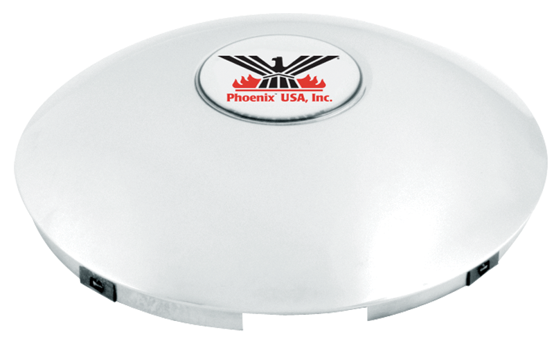 Phoenix Hub Cover Pts Front Baby Moon 5 Spline w Emblem Indent