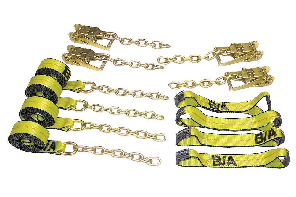 B/A Products 8-Point Tie Down System with Chains and Wide Handled Ratchets