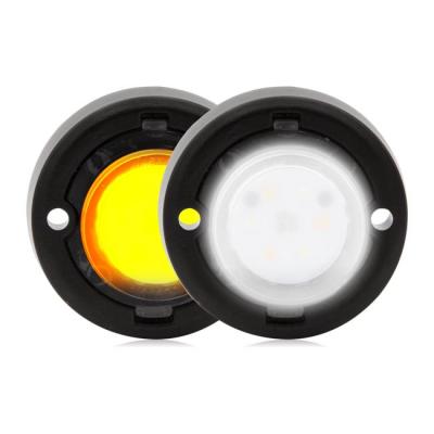 Maxxima 1.7" Round Mini Dual Color Emergency Warning Light - White / Amber