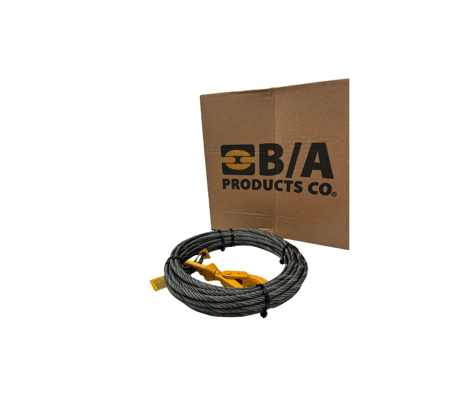BA Products Fiber Core Winch Cable with Self-Locking Swivel Hook