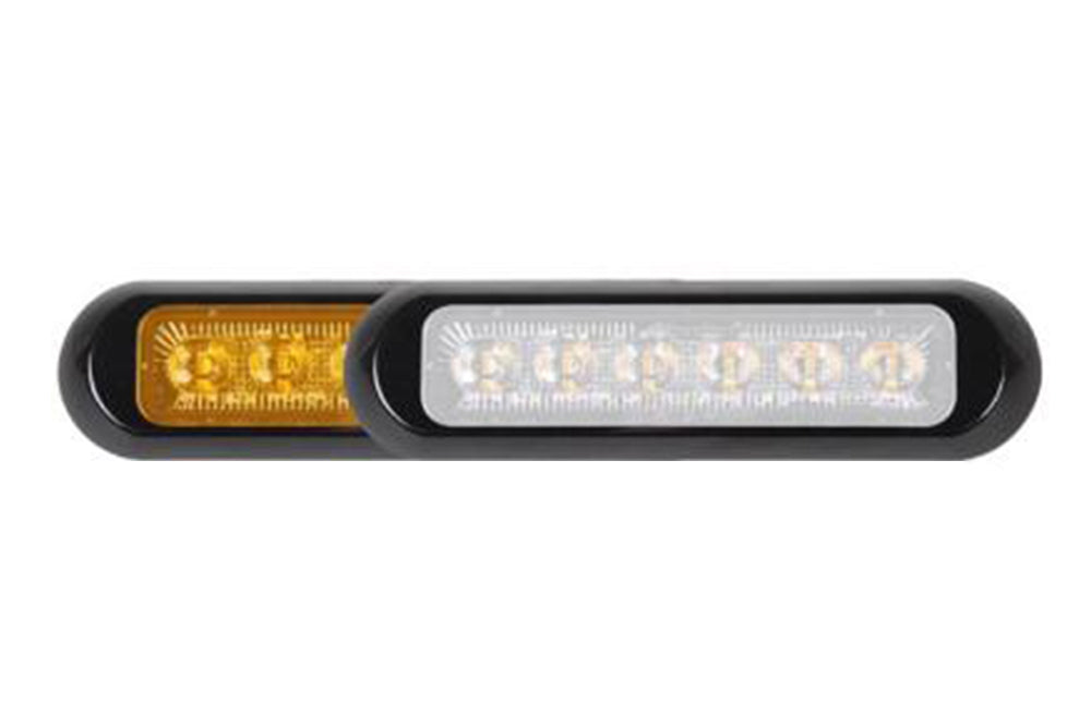 Maxxima Thin Low Profile Dual Color LED Warning Light Amber / White Clear Lens