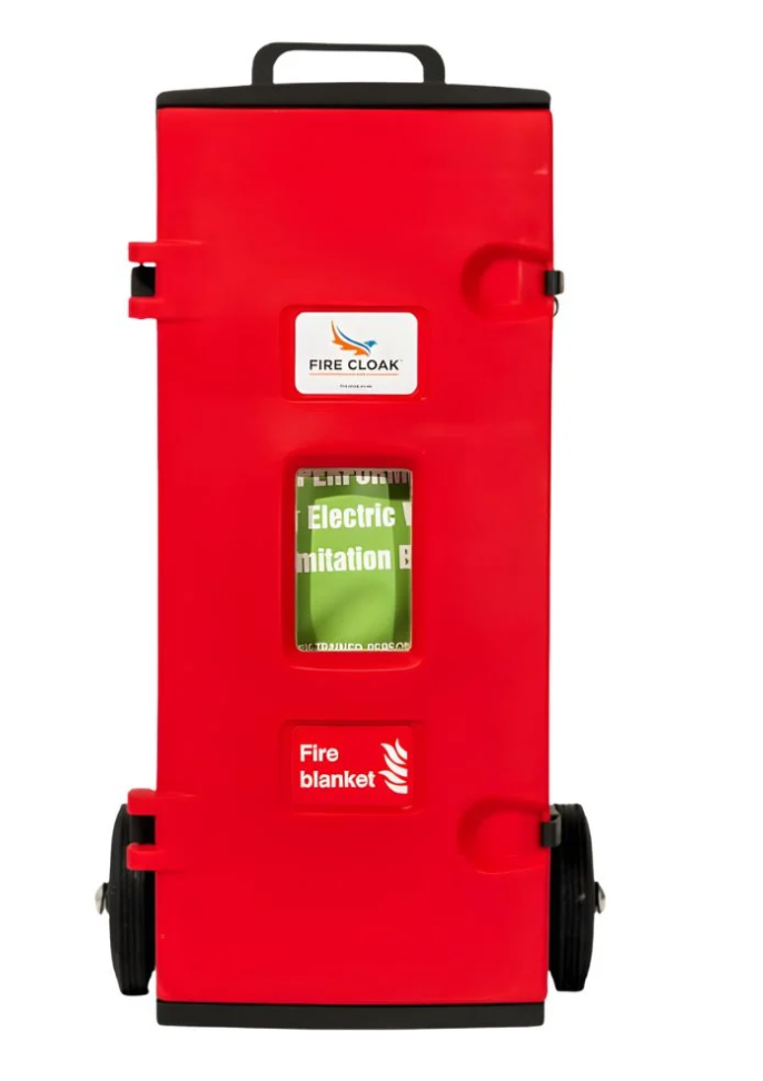 Fire Cloak USA Mobile EV Fire Blanket Storage Box with Wheels by Stephens Truck Center