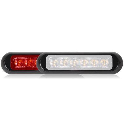 Maxxima Surface Mount Warning Thin Low Profile Dual Color LED Warning Light Red / White Clear Lens